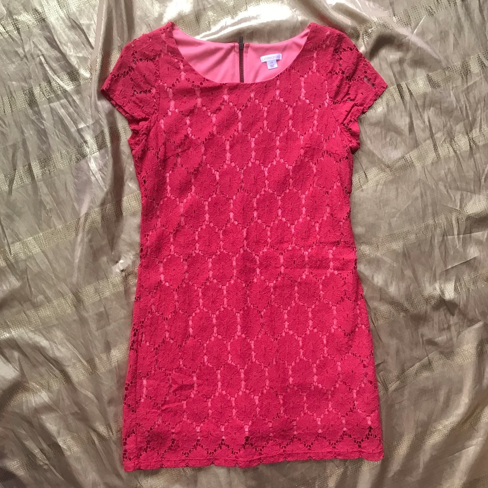 WORN ONCE!  Xhilaration Pink Floral Lace Dress